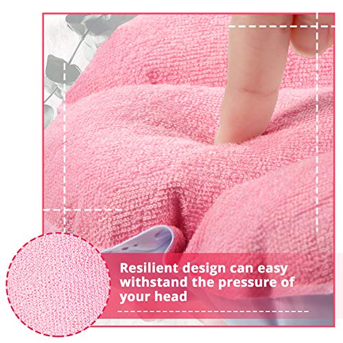 2 Pieces Inflatable Bath Pillow with Suction Cups, Terry Cloth Covered Bath Pillow Shell Shape Bathtub Spa Pillow Comfortable Soft Bath Cushion, Neck Support for Bathtub, Hot Tub, Home Spa Tub