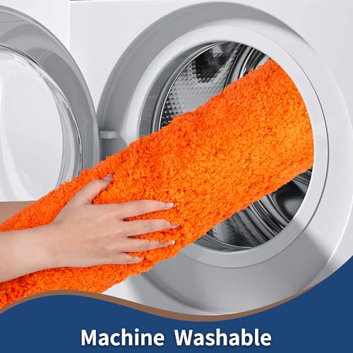 Bathroom Rugs Sets 3 Pieces Microfiber - Upgrade Non-Slip Thermo-Plastic Rubber Bottom- Quick Dry - Machine Wash for Bedroom, Tub, Living Room (Orange) - color: Orange