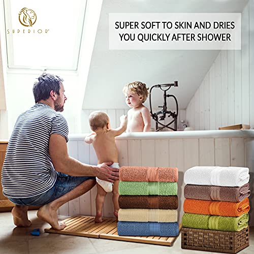 Superior Atlas Cotton Luxury Face Towels, Washcloth Set, Heavyweight, Bathroom Accessories, Kitchen Basics, Spa, Salon, Hotel, Resort, Thick, Ultra-Plush, Highly-Absorbent, Face Towel, Sandstone - color: Sandstone, size: 12-Piece Face Towel Set