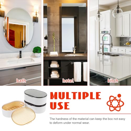 Luxshiny 3pcs Lid Soap Box Set with Dual-Layer Draining Design, Portable Travel Soap Holder Case for Shower and Bathroom Use (Yellow, Gray, Green)
