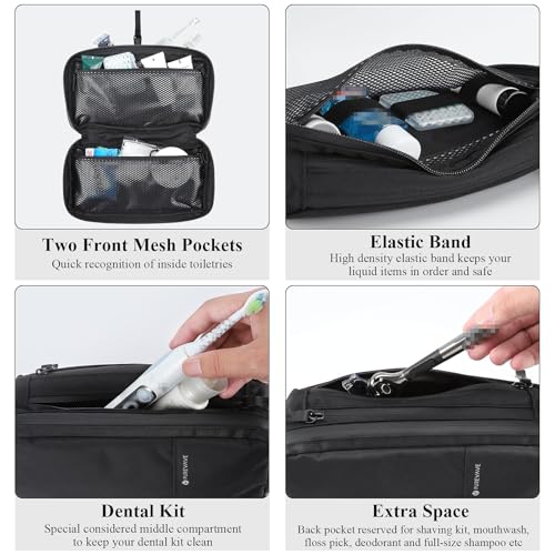 Purevave Compact Mens Toiletry Travel Bag Hanging, Mens Dopp Kit for Travel Waterproof, Wash Pouch Black - color: Black