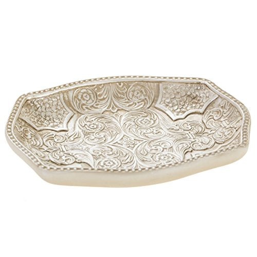 Creative Scents Victoria Bar Soap Dish for Bathroom, Beige Bar Soap Holder | Durable Resin Design - Sink/ Bath/ Shower/ Bathtub Decor - style: Soap Dish