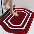 COSY HOMEER Extra Thick Bath Linen Sets Rugs - Anti-Slip Bath Mats Soft Plush 100% Strong Polyester Living Room Bathroom Water Absorbent(Red,17x27 - Inches) - color: White/Red, size: 1'5" x 2'3" (Oval)