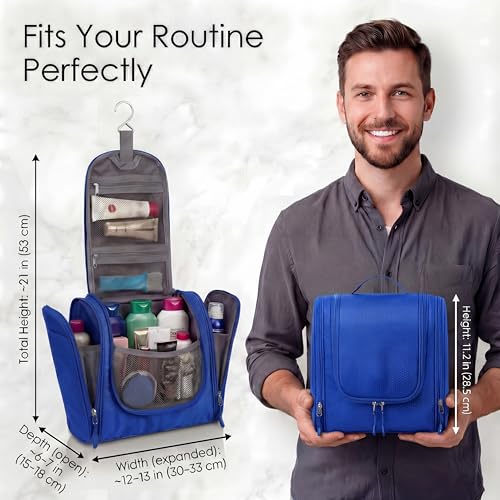 Bago Travel Toiletry Bag for Women and Men X-Large Waterproof Hanging Large Toiletry Bag for Bathroom and Travel Bag for Toiletries Organizer -Travel Makeup Bag (DeepBlue) - color: DeepBlue, size: X-Large