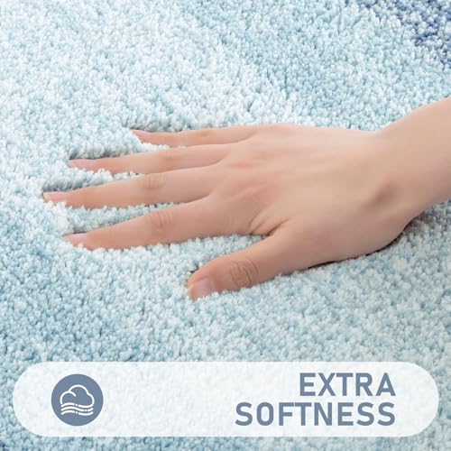 Bsmathom Bathroom Rug Set Bath Rugs Microfiber Non Slip Bathroom Set 4 Piece with Toilet Cover, Washable Absorbent Bath Mat, Dusty Blue - color: Dusty Blue, size: 18"x26"+20"x31"+U20"x24"+Cover19"x21"