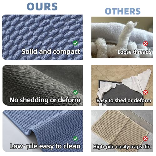 TYUU Toilet Rug, Thin Toilet Rugs U Shaped Washable Non Slip Absorbent Quick Dry Low Pile Toilet Mat, Denim Blue 20"x24" U Shape - color: Denim Blue01, size: 1'8" X 2' (U-Shape)