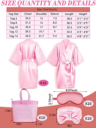 Xuhal 92 Pcs Spa Party Supplies Slumber Party Spa Pretend Play Set with Satin Robes, Headbands and Eye Masks, Sleepover Kit with Gift Bags, Total 10 Sets(Pink,14) - color: Pink, size: 14