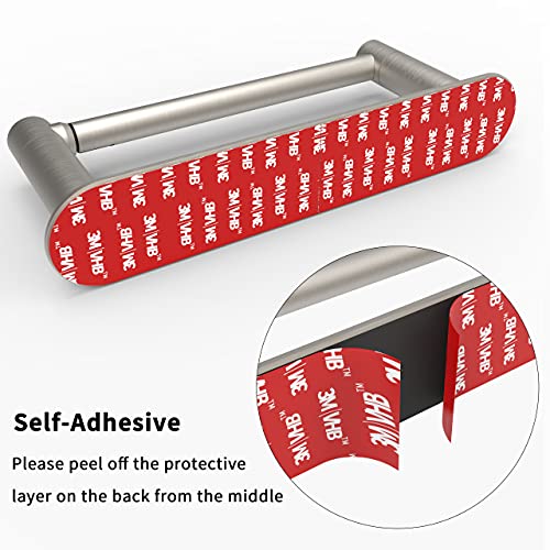 Adhesive Toilet Paper Holder Brushed Nickel Bathroom Double Post Pivoting Toilet Tissue Holder Roll Holder Stick On No Drilling Stainless Steel and Zinc Alloy - color: Brushed Nickel
