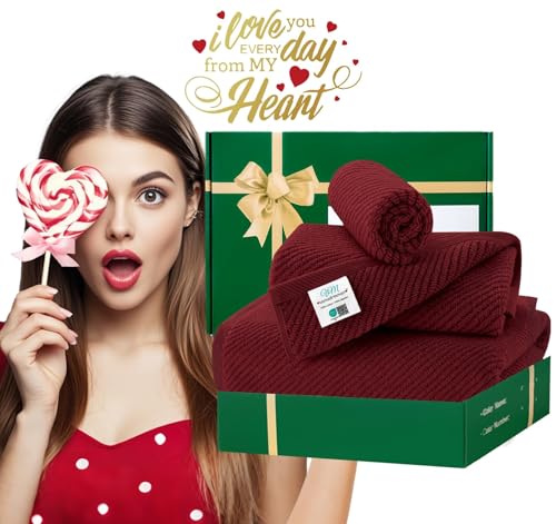 VOOVA & MOVAS 3 Piece Towel Set - 100% Cotton | Quick Dry | Soft | Thick,1 Large Bath 30" x 56", 1 Hand 18" x 28", 1 Wash Cloth 13" x 13", Towels for Bathroom, Bathroom Towels Gift, Burgundy - color: Burgundy - Red, size: 3 PC Bathroom Towel Set