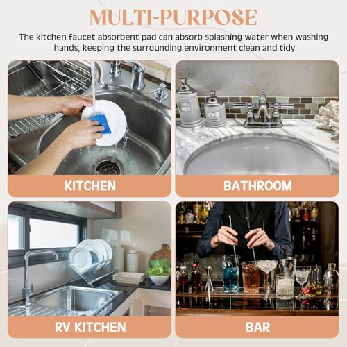 Teenyyou an Oval Hole White Faucet Mat for Kitchen Sink Bathroom 17.32" x 4.6" Kitchen Faucet Absorbent Mat Diatomite Splash Guard Quick Drying Stone Drip Catcher Hole 6.22" x 2.28" - color: White, style: an Oval Hole