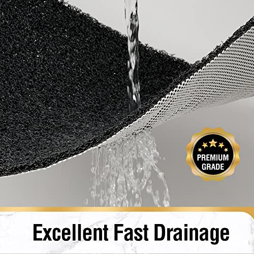 HITSLAM Non Slip Bathtub Mat 24 x 32 Inch, Extra Long Bath Mat for Tub, Soft PVC Loofah Shower Floor Mat with Drain, Quick Drying Bathroom Tub Mat for Wet Area, Without Suction Cup, Black - color: Black, size: 32" x 24" (Rectangular)