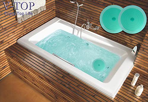 V-TOP Tub Stopper 2 Pack, 6 inches Large Silicone Drain Plug Hair Stopper Flat Suction Cover for Kitchen Bathroom Gadgets and Accessories (Green Transparent) - color: 6" Green Transparent