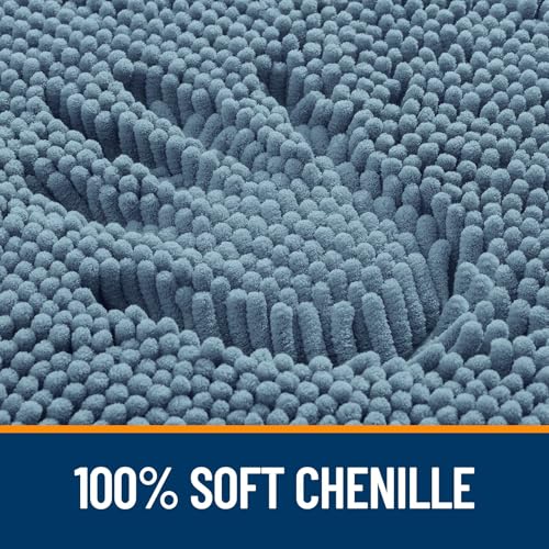 OLANLY Bathroom Rugs Sets 3 Piece, Soft Absorbent Chenille Bath Mats and U-Shaped Contour Toilet Rug, Quick Dry, Home Decor Accessories, Bath Mat Set for Bathroom (59"x20"+24"x16"+24"x20", Airy Blue) - color: Airy Blue, size: 59" X 20" + 24" X 16" + U24"