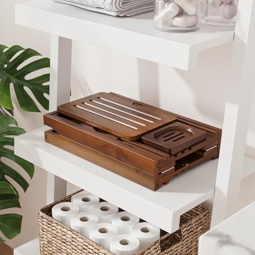 Premium Foldable Teak Bathtub Tray, Expandable Bath Tray for Tub, Luxury Bathtub & Bathroom Accessories - color: Teak