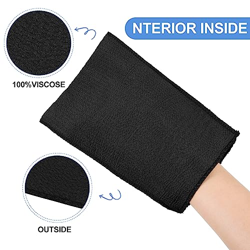 Tatuo 12 Pack Korean Exfoliating Mitt & Cloth, Viscose Rayon Dead Skin Remover Washcloth, Multi Color Body Scrub Towel for Shower Spa Travel(Small,Black) - color: Black, size: Small