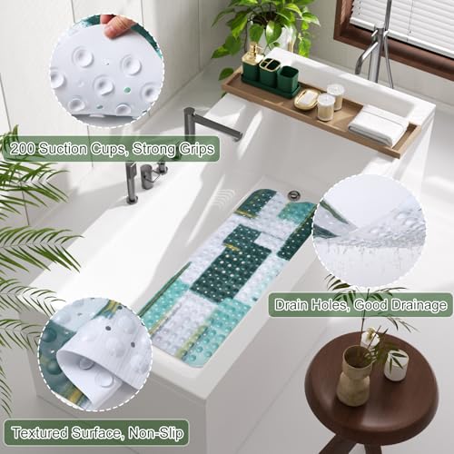 XLHOMO Bathroom Accessories Set - 26PCS Dark Green Bathroom Set, Bathroom Accessory Set with Shower Curtain and Rugs and Bathtub Mats for Home - color: Plaid Green & Gold, size: Complete Set+Bath Rugs+Bathtub Mat