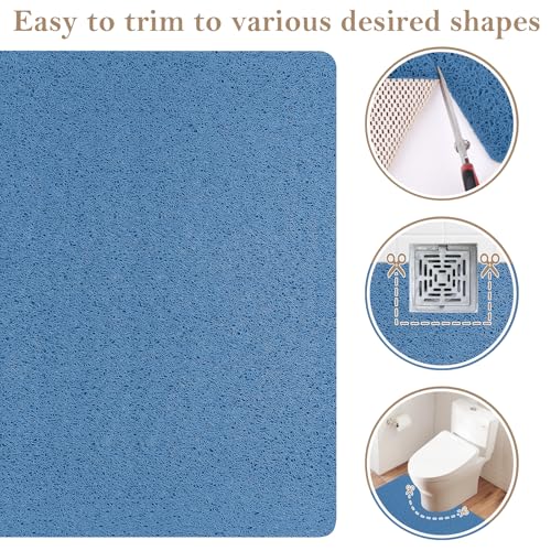 Shower Mat Bathtub Mat Non-Slip,24x24 inch, Soft Tub Mat with Drain,PVC Loofah Bath Mat (Phthalate Free) for Tub and Bathroom,Lake Blue - color: Lake Blue, size: 24" x 24" (Rectangular)