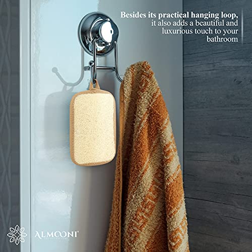 Almooni Premium Egyptian Exfoliating Loofah Pad Body Scrubber - Rectangular loofa Shape - Made with Natural Egyptian Shower lufa Sponge that Gets You Clean, Not Just Spreading Soap (2 Pack) - style: Rectangular loofa Shape