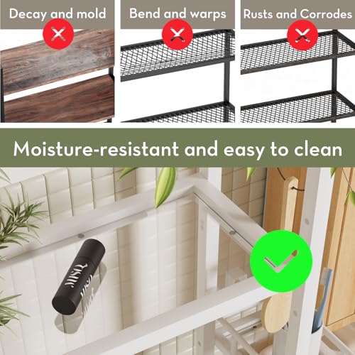 SAYGOER Glass Over the Toilet Shelf, 3-Tier Over-The-Toilet Storage Rack, Adjustable Shelf Bathroom Organizer, White Space Saving Shelves