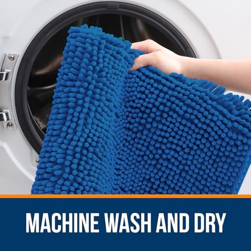 OLANLY Bathroom Rugs Sets 2 Piece, Soft Absorbent Chenille Bath Mats and U-Shaped Contour Toilet Rug Set, Machine Washable Bath Carpet, Home Decor Accessories(30"x20"+24"x20", Deep Navy Blue) - color: Deep Navy Blue, size: 30" X 20" + U24" X 20"