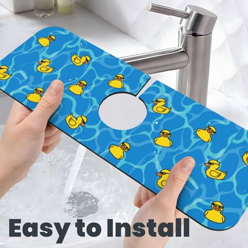 Duck Sunglasses Yellow Cool 15" X 5.5" Kitchen Sink Splash Guard Faucet Faucet Guard Draining Mat Sink Splash Guard Faucet Kitchen Bathroom - color: Duck Sunglasses Yellow Cool