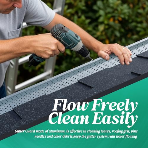 5 Inch Gutter Guards Aluminum | 25 PCS 100 ft DIY Rain Gutter Covers with 0.157 Inch Holes for Leaves Debris Clogs