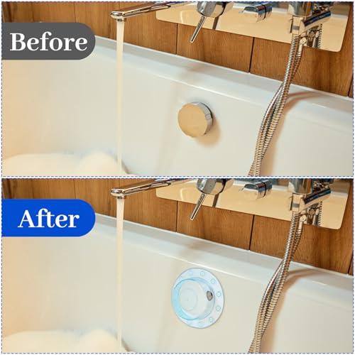 2Pcs 6.1" Bathtub Overflow Drain Cover Universal Bath Drain Cover Tub Stopper PVC Bathtub Water Seal Stopper for Draining Hole Blue Clear