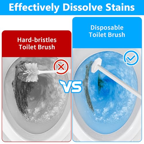Kifmurase 100 Pcs Toilet Wand Refills Disposable Toilet Brush Replacement Heads, Disposable Sponge Refill Heads Household Cleaning Bathroom Cleaners Compatible with Most Toilet Brushes