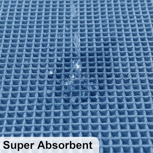 JIUZHEN Set of 2 Waffle Bathroom Rugs Non Slip Boho Bath Rugs Machine Washable Waffle Bath Mats with Rubber Backed Super Absorbent Shower Mats for Bathroom Floor, 16" x 24" +20" x 32", Blue - color: Blue, size: 16"x24" + 20"x32"