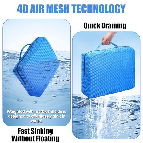 Threehoney 2 Pcs Hot Tub Booster Seat for Adults, 5 Inch 4D Mesh Spa Bathtub Booster Cushion with Suction Cups Micro Dot Quick Dry Non Slip Bottom Mat Tub Accessories for Indoor Outdoor(Blue) - color: Blue