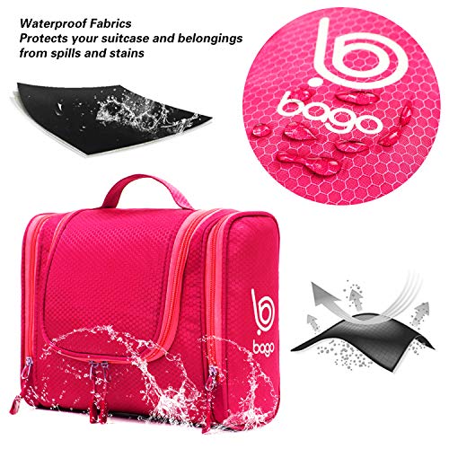 Bago Travel Toiletry Bag for Women and Men - Large Waterproof Hanging Large Toiletry Bag for Bathroom and Travelling Bag for Toiletries Organizer - Travel Makeup Bag (Pink) - color: Pink, size: Large