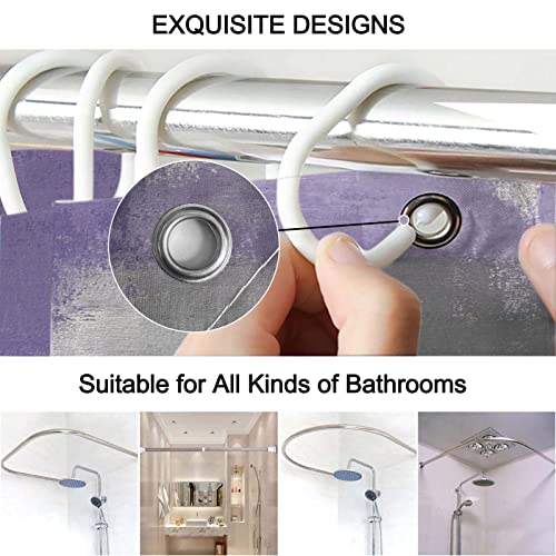 Lnond 4Pcs Purple Bathroom Shower Curtain Sets with Rugs, Purple and Grey Painting Art Bathroom Sets with Shower Curtain and Rugs and Accessories - color: 1-purple