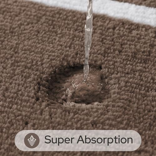 HOMEIDEAS Brown Bathroom Rugs, 2 Piece Super Soft and Absorbent Microfiber Tufted Bath Mats, Non-Slip and Machine Washable Bath Rugs - color: Brown