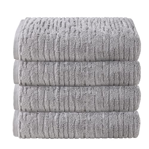 SKL Home CloudSoft Cotton Luxury 4 Pc Bath Towel Set, Gray - color: Gray, style: Bath Towels (Set of 4)