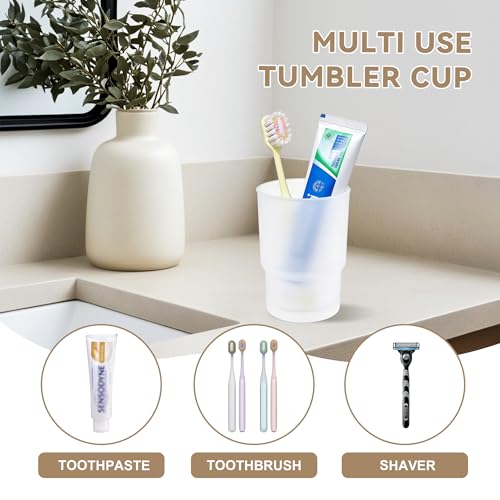 Frosted Glass Tumbler Cup, Bathroom Rinsing Cup & Drinking Glass, Fits for Toothbrush and Toothpaste Holder - color: Mattes Finish