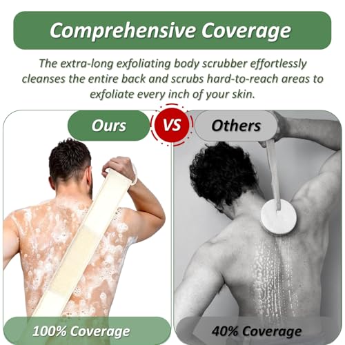 Natural Loofah Exfoliating Body Scrubber for Men and Women, Loofah with Handle, Exfoliating Back Scrubber for Shower Set, Luffa Sponge to Clean & Relax Your Body Deeply (1 Pack) - style: Pack of 1