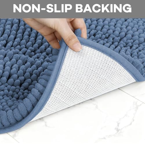 RUN HELIX Toilet Rugs U-Shaped 20x20 Extra Soft Chenille Bath Rugs, PVC Backing Quick Dry, Machine Washable Contour Bathroom Rugs for Toilet Contoured Bath Mats Home Decor Accessories Dark Blue - color: Dark Blue, size: U20"x20"