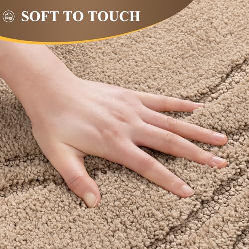 Bsmathom Bathroom Rugs Sets 3 Piece, Soft Non Slip Microfiber Bath Mat and U-Shaped Contour Toilet Rug, Machine Washable Absorbent Shaggy Bathroom Set, Brown - color: Brown