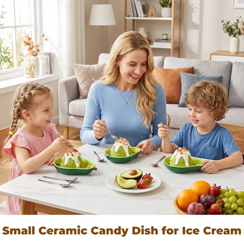 Tlence 4 Pack Cute Avocado Candy Dish for Office Desk, 6 OZ Small Ceramic Candy Bowl for Office, Mini Dipping Bowls for Charcuterie Board, Decorative Catchall Key Bowl for Entryway Table