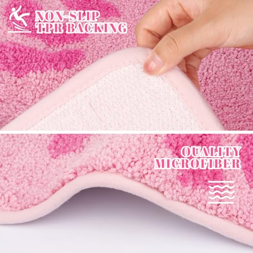 Toilet Rug - Pink Axolotl Rugs U Shaped Washable,Soft and Absorbent Bath Rug,Non Slip Toilet Bath Mat,Bathroom Contour Rug for Toilet Base(Pink,24" x 20") - color: Pink, size: 24x20 inches