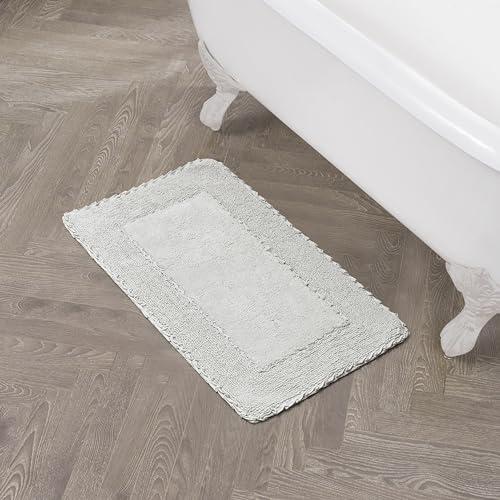 Laura Ashley Ruffle Border 100% Cotton Bath Rug, Light Grey, 20"x 34" - color: Light Grey, size: 1'8" x 2'10" (Rectangular)