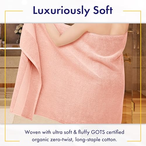 Alusa Home 100% Organic Zero-Twist Cotton Towels - GOTS Certified Luxury Bath Towels - Ultra Soft & Plush 700GSM Long-Staple Cotton - 6 Piece Towel Set (Blush Pink) - color: Blush, size: 6pc Towel Set