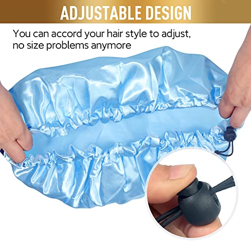 Waterproof Shower Caps, Shower Cap for Women Long Hair, Curly Hair, Short Hair Adjustable Washable Extra Large Bathing Hair Cap for Shower, Comfortable Shower Hat for Showering - color: Blue, size: X-Large