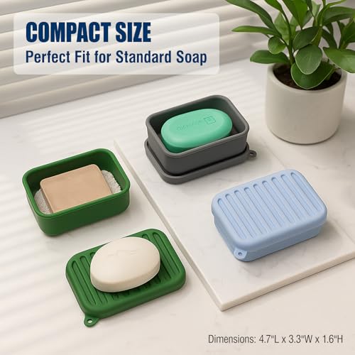 Superior Leak-Proof Silicone Travel Soap Case with Drainage Lid/Layer, Compact Bar Soap Container, Durable Soap Holder for Camping, Gym, and Travel Size Toiletries (Off-White) - color: Off-white
