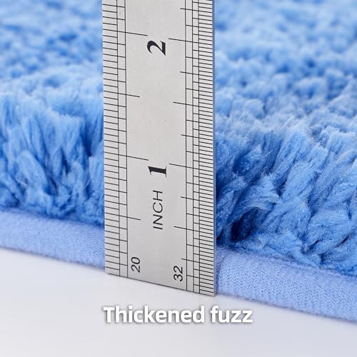 3 Pieces Luxury Bathroom Rug Set with U-Shaped Toilet Rug, Non-Slip Rubber Bottom, Thick Microfiber Fluffy Plush, Water Absorption, Quick Dry, Ultra Soft, Bath Mats for Bathroom, Tub(Sky Blue) - color: Sky Blue