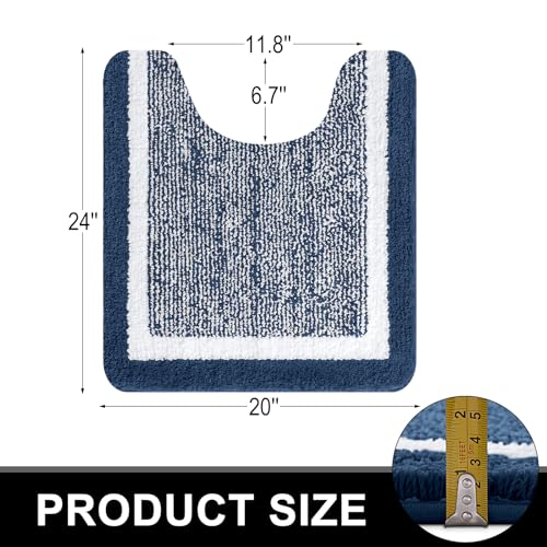 OLANLY Bathroom Rugs Sets 3 Piece, Soft Absorbent Microfiber Bath Mats and U-Shaped Contour Toilet Rug, Home Decor Accessories, Non-Slip, Bath Mat Set for Bathroom (30"x20"+24"x16"+24"x20", Navy) - color: Navy and White, size: 30" X 20" + 24" X 16" + U Sh