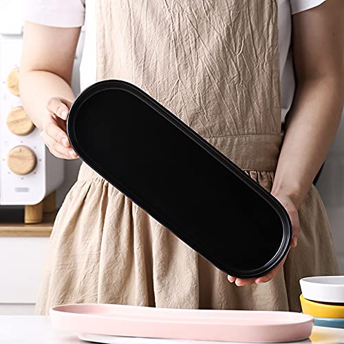 Ceramic Sink Tray, Bathroom Counter Tray, Bathtub Tray, Cosmetics Dish, Candle Tray, Perfume Shampoo Liquid Soap Tray Simple Style Design Suit for Bathroom and Kitchen (2pcs Black) - color: 2pcs Black