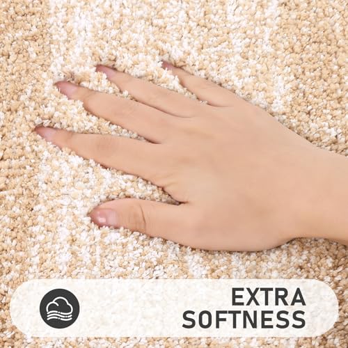 Bsmathom Bathroom Rug Set Bath Rugs Microfiber Non Slip Bathroom Set 4 Piece with Toilet Cover, Washable Absorbent Bath Mat, Beige - color: Beige, size: 18"x26"+20"x31"+U20"x24"+Cover19"x21"