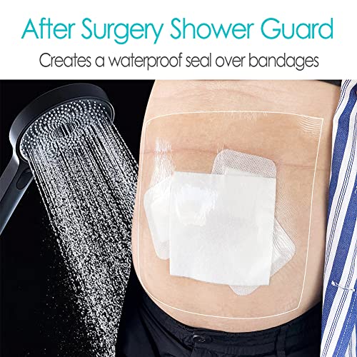 25 Pcs Waterproof Shower Cover 8"x8" with Non-Stick Center Pad for Large Port Surgery Incisions Protector Patch Transparent Film Clear Adhesive Wounds Dressing Bandage Shields - size: 8x8 Inch (Pack of 25)