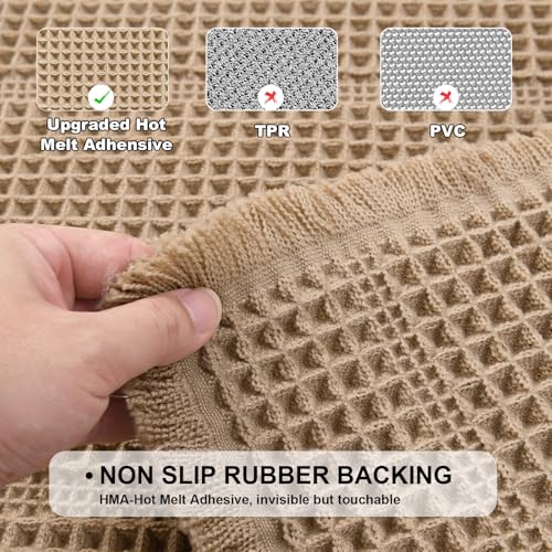 JIUZHEN Set of 2 Waffle Bath Mat Super Absorbent Bath Mats Machine Washable Waffle Rugs for Bathroom Floor Non Slip Dry Fast Bathroom Rugs for Beside Tub, 16" x 24" +20" x 32", Strip-Brown - color: Strip-brown, size: 16"x24" + 20"x32"